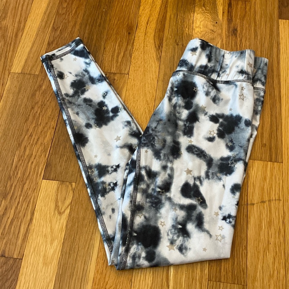 Terez Womens Gray and White Tie Dye Leggings Size S